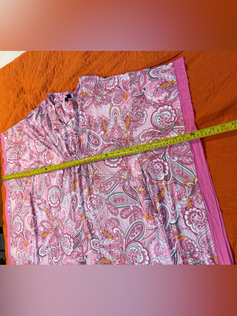 Ellen Tracy Pink Paisley Maxi Caftan Soft & Stretchy with Side Pockets Like New - Picture 15 of 16